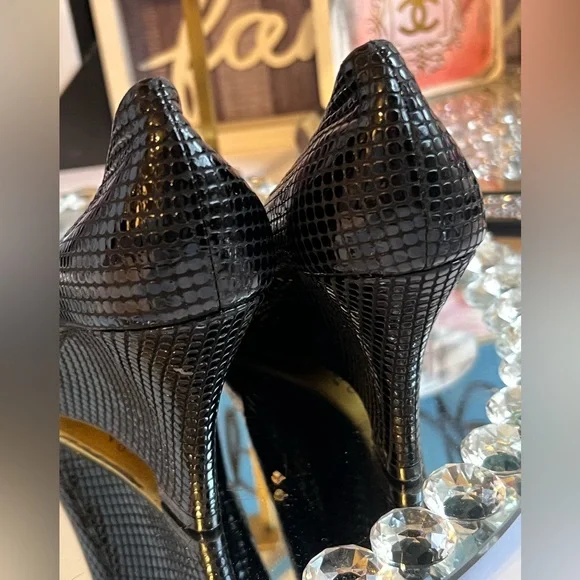 Tory Burch Jude Platform black, snake-embossed leather size 9.5 - Picture 5 of 13